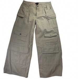 Forever 21 Tan Brown Wide Leg Cargo Pants XL Baggy Utility Streetwear Trousers